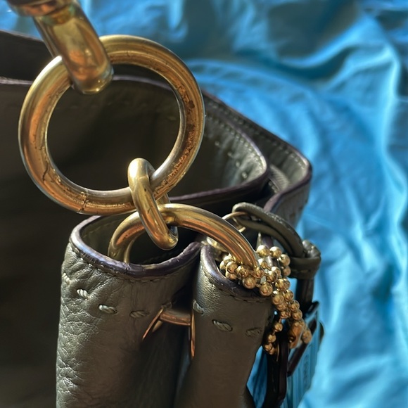 Coach Army Green Pebbled Leather Large Hobo Bag - Picture 8 of 12